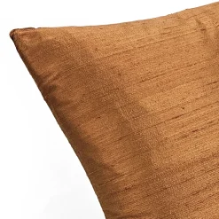 Sankara Copper Orange Silk Throw Pillow 16x16