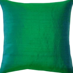 Sankara Emerald Green Silk Throw Pillow 16x16