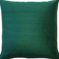Sankara Forest Green Silk Throw Pillow 18x18
