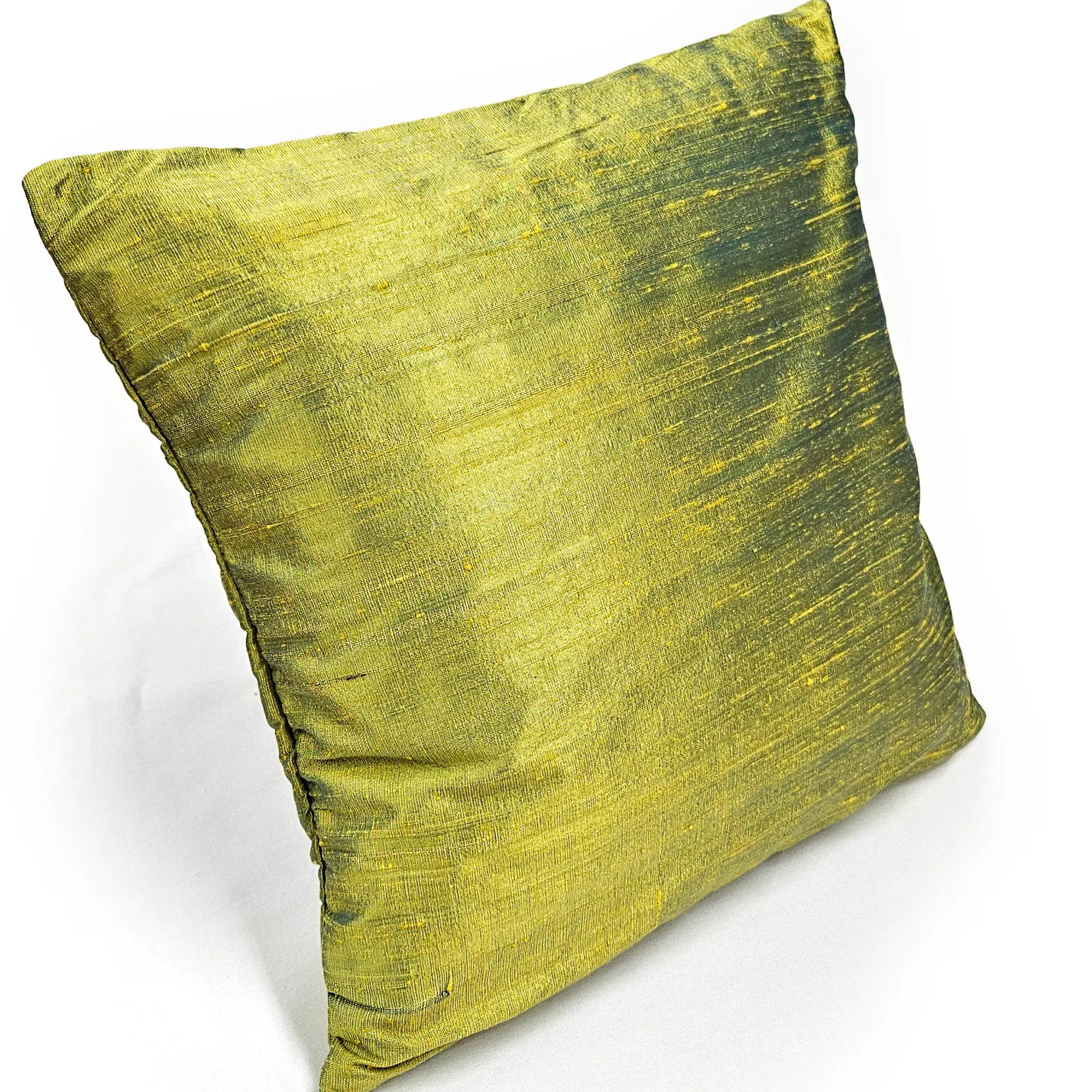 Sankara Iridescent Lime Silk Throw Pillow 16x16