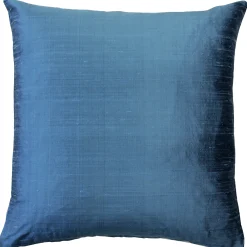Sankara Marine Blue Silk Throw Pillow 16x16
