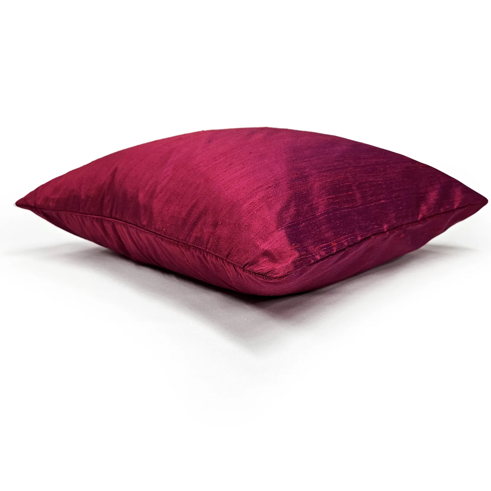 Sankara Raspberry Red Silk Throw Pillow 16x16