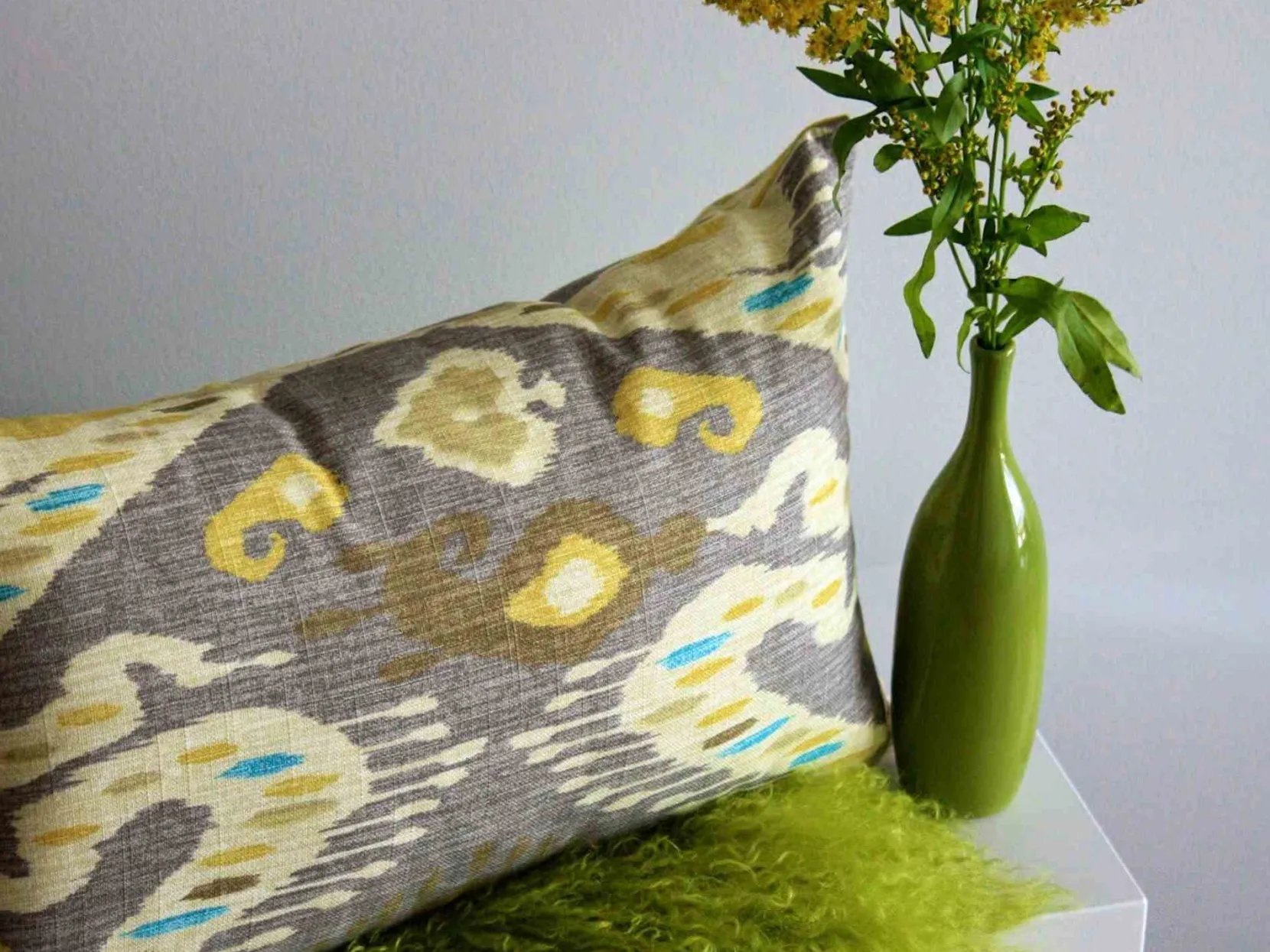 Solo Gray Ikat Throw Pillow 12x20