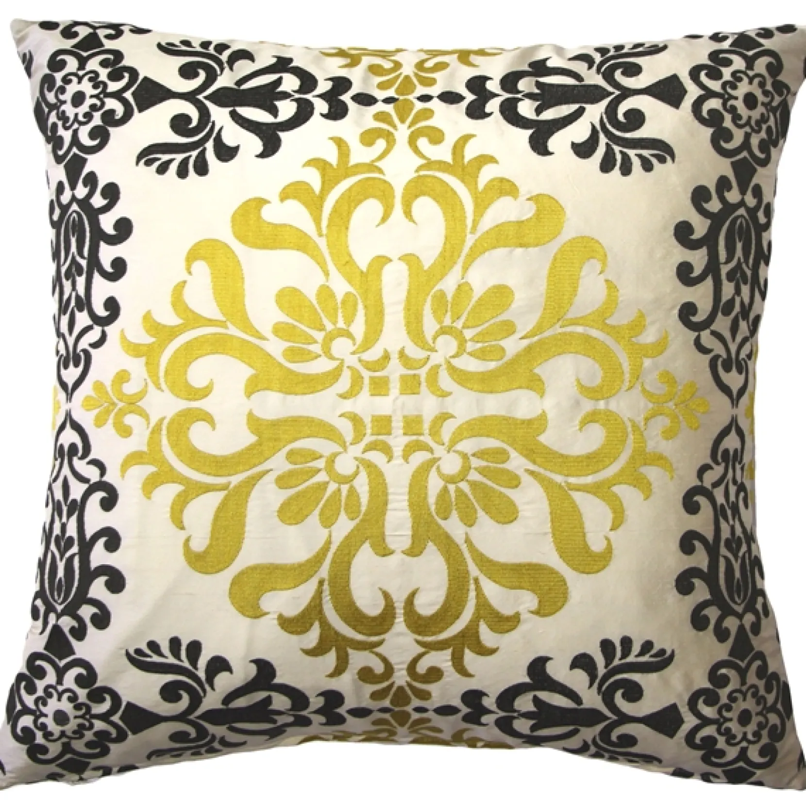 Sumatra Medallion Embroidered Silk Decorative Throw Pillow 21x21
