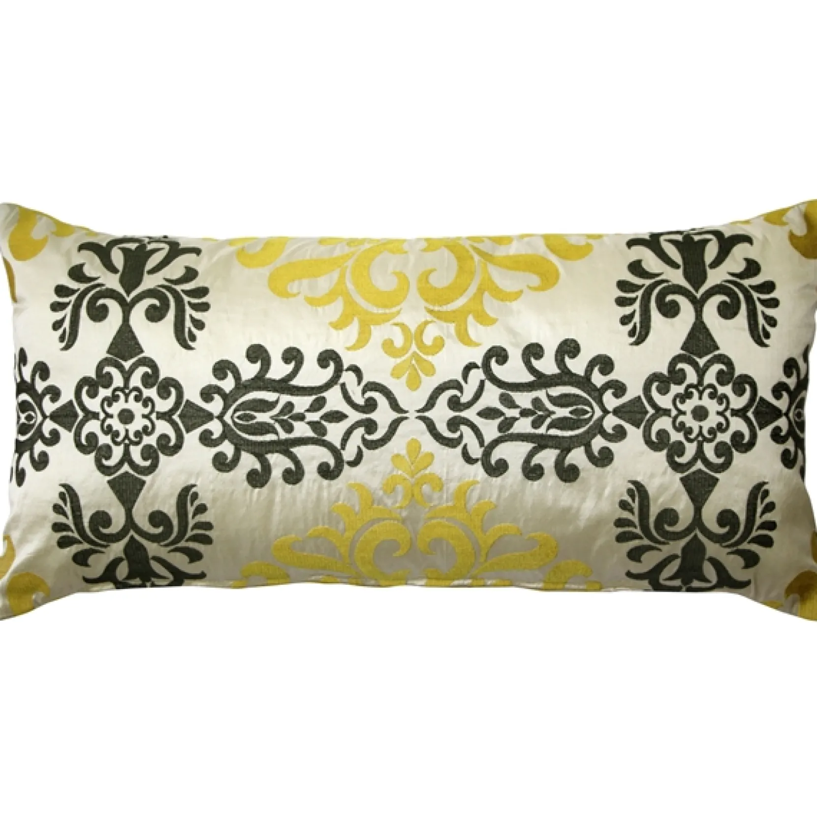 Sumatra Medallion Embroidered Silk Decorative Throw Pillow 12x24
