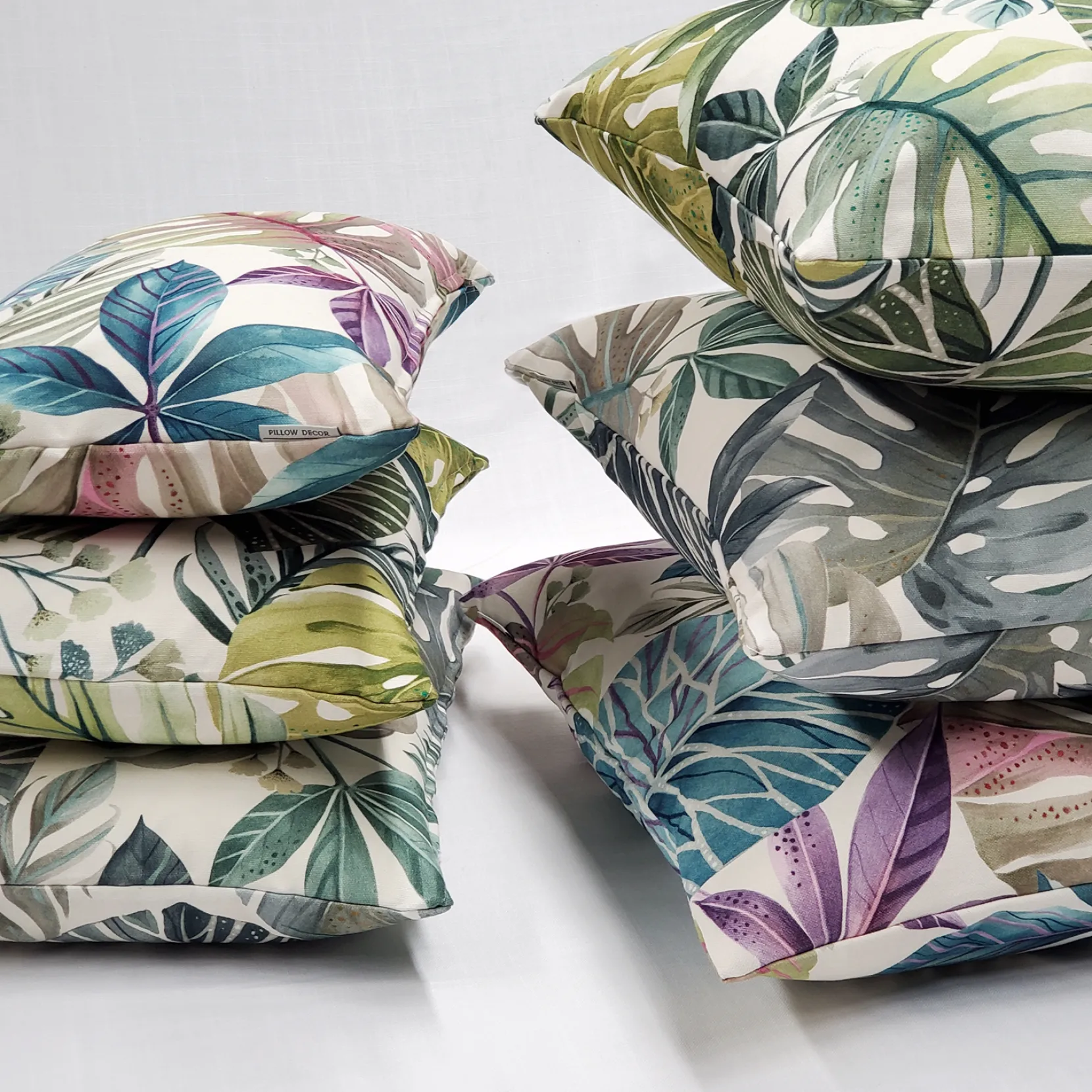 Thai Garden Gray Leaf Throw Pillow 12x20