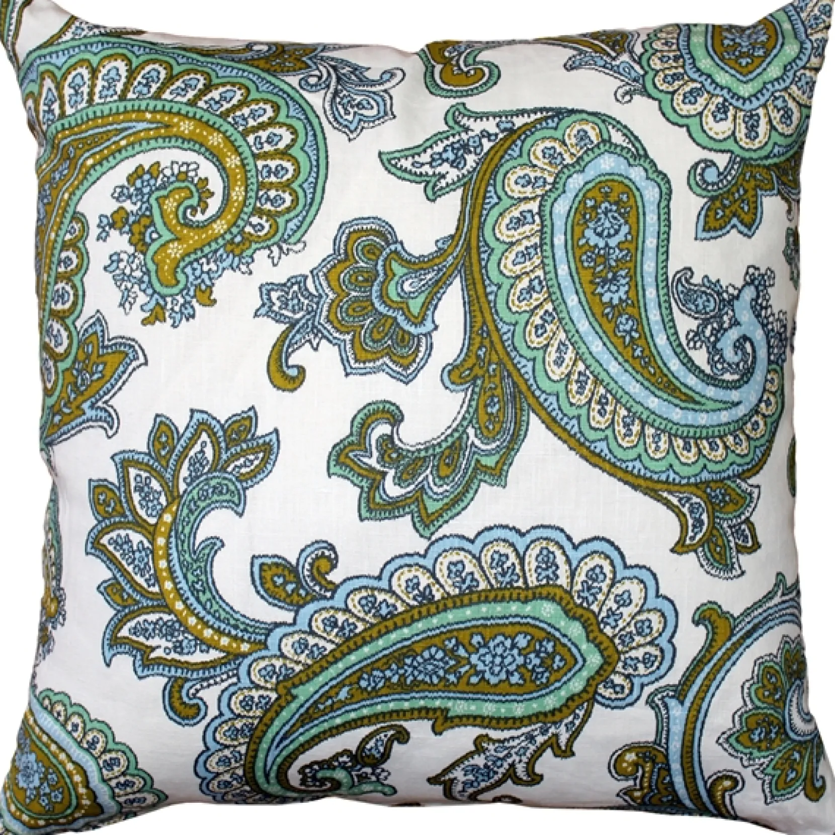 Tuscany Linen Forest Paisley Throw Pillow 22x22