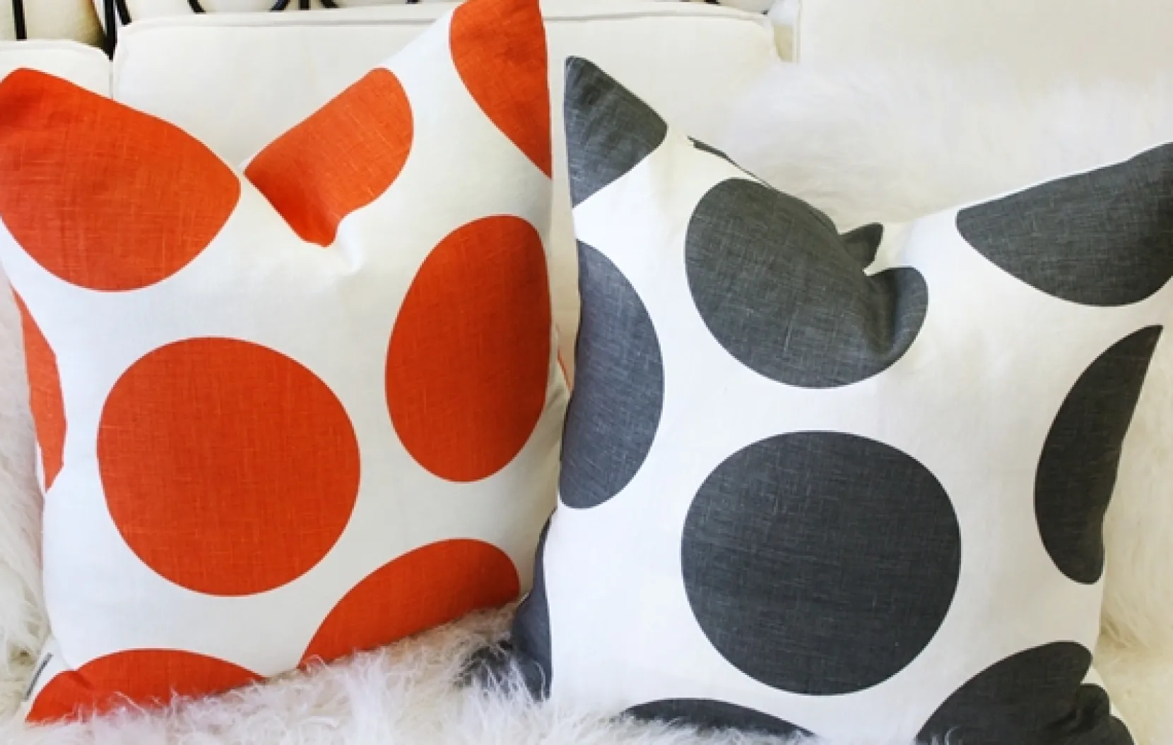 Tuscany Linen Orange Circles Throw Pillow 22x22