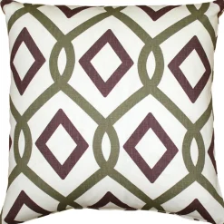 Tuscany Linen Sage Diamond Chain Throw Pillow 19x19