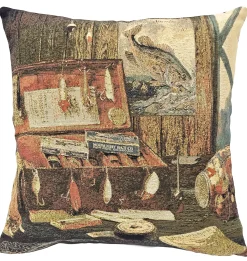 Vintage Angler Belgian Tapestry Throw Pillow 19x19
