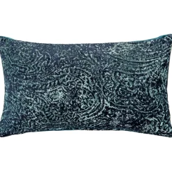 Visconti Teal Blue Chenille Throw Pillow 12x20