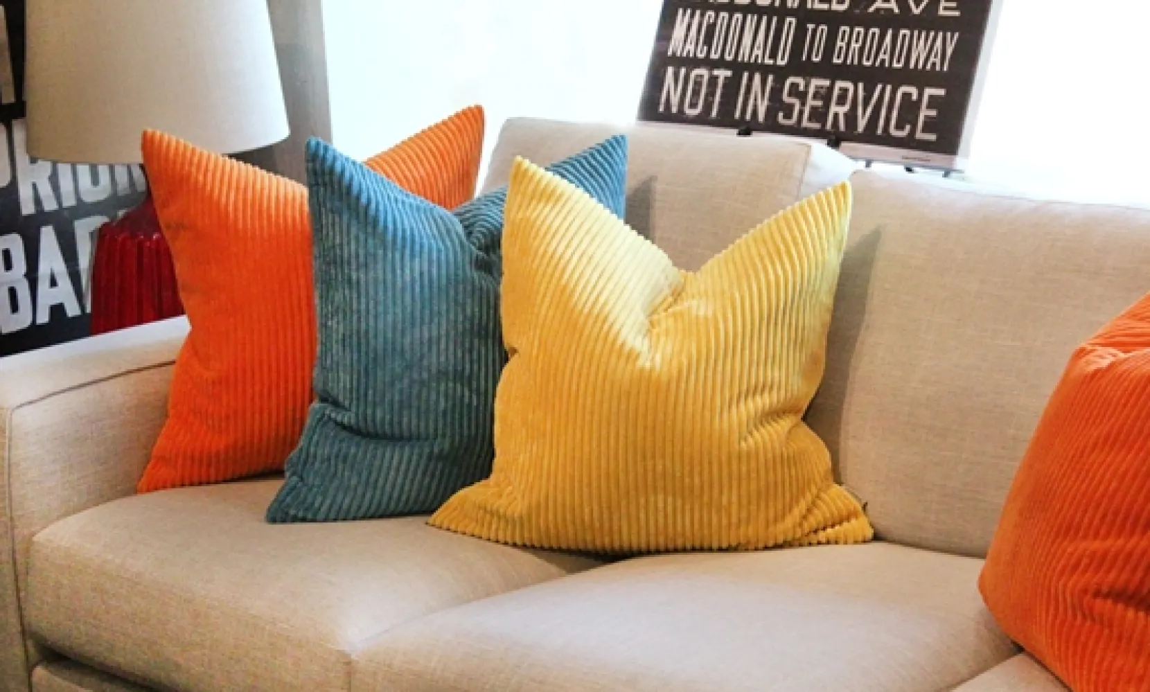 Wide Wale Corduroy 22x22 Throw Pillows