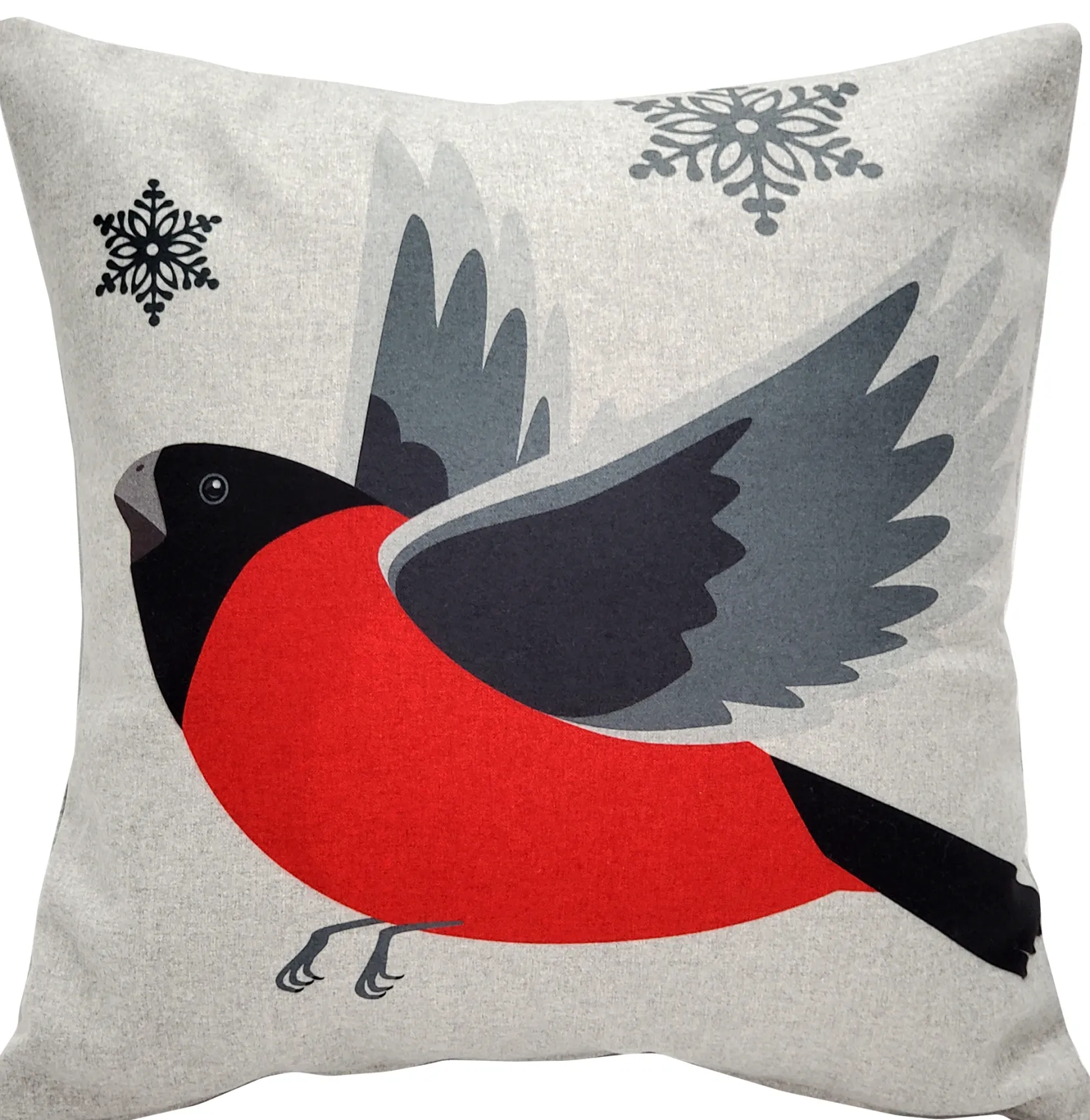 Winter Finch Flying Bird Christmas Pillow