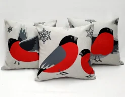 Winter Finch Joyful Bird Christmas Pillow