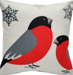 Winter Finch Peaceful Birds Christmas Pillow