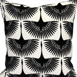 Winter Flock Black and White Throw Pillow 20x20